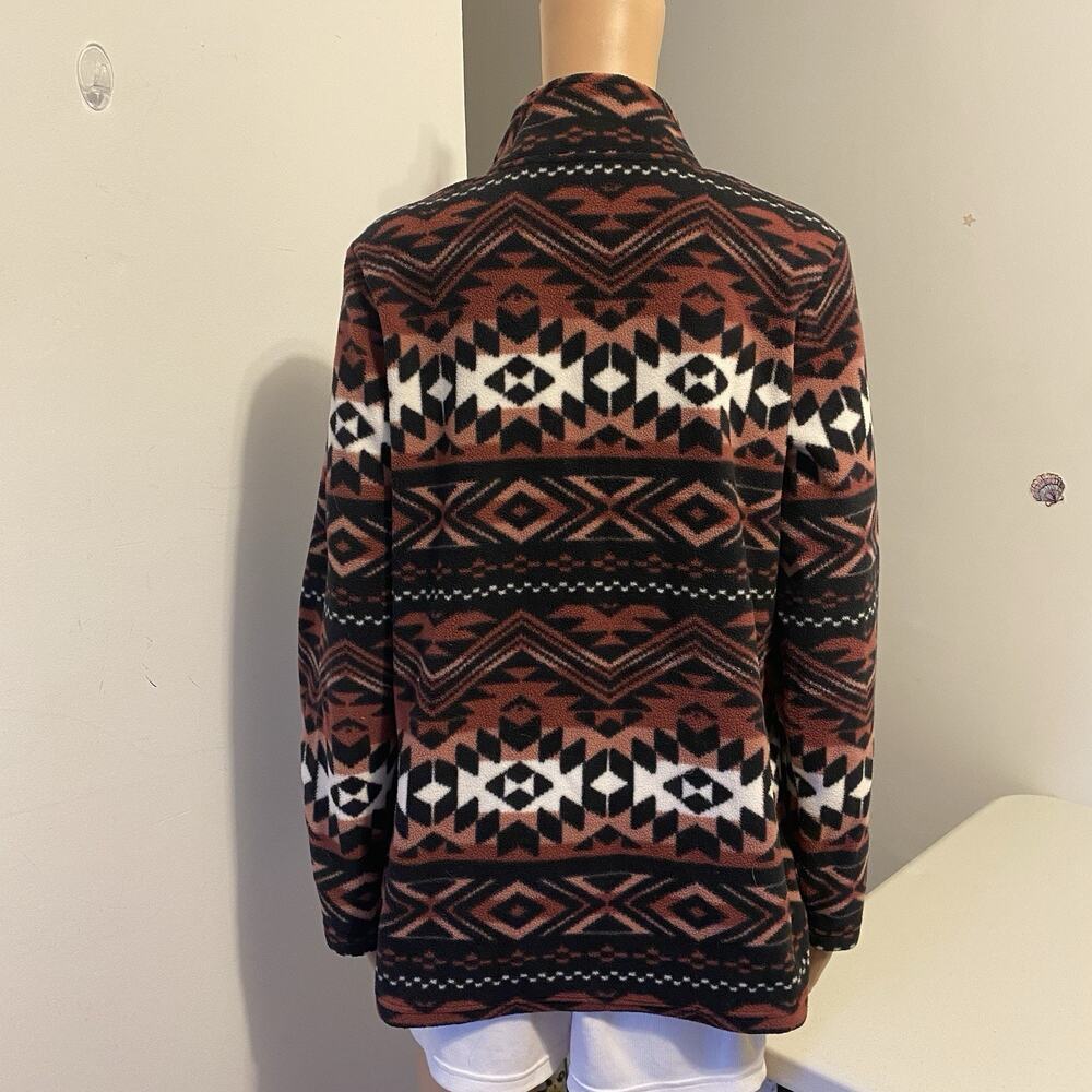 Denim & CO Women S Oversized Jacket Southwest Aztec Print Fleece 1/4Zip Pullover - Picture 9 of 10